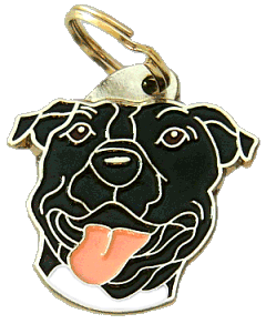 STAFFORDSHIRE TERRIER AMÉRICAIN NOIR <br> (Médaille chien, gravure gratuite)